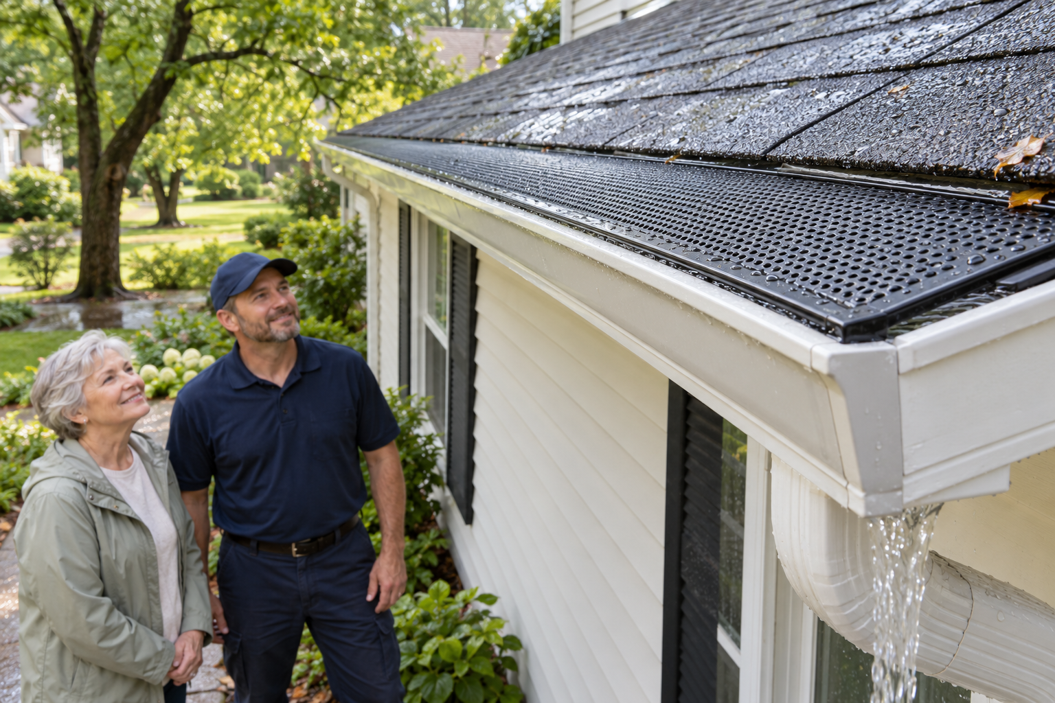 Installed gutter guard on an existing home after the gutter system was checked