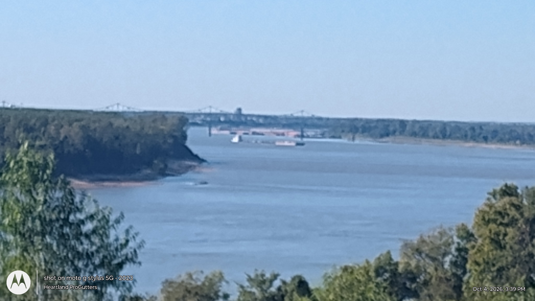 Ohio and Mississippi river confluence photographed from the Wickliffe area